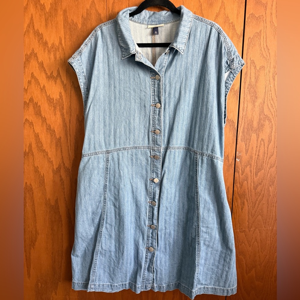 Universal Thread Light Blue Denim Button-Front Mini Dress